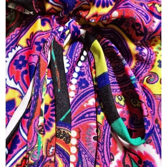 Shelby & Palmer Maxi Dress 20W Paisley Blouson Stretch Boho Pullover Tie Waist - Picture 11 of 11